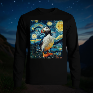 T-shirt à manches longues style Van Gogh Nuit étoilée avec motif Puffin Sea Bird - Product Image 3