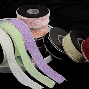 Wholesale 4cm Pearl <b>Bubble</b> Ribbon Luxury Decorative Ribbon for Flower Bouquet Gift Wrapping Florist Packaging Supplies - Product Image 2