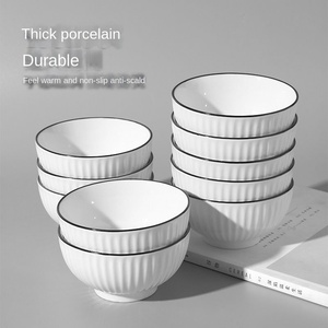 Bol <span class=keywords><strong>Yamada</strong></span> en céramique blanche simple pour soupe nouilles riz bol jetable épaissi de qualité restaurant couleur sous glaçure moderne - Product Image 3