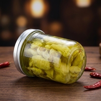 Bocal en verre pour confiture et miel avec couvercle hermétique, bouteille vide à large ouverture, bocal Mason rond en verre de 8 oz, vente en gros
