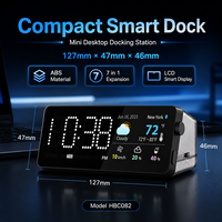 Base de Conexión USB-C Inteligente 7 en 1, Reloj LED + Pantalla LCD de 2 Pulgadas, HDMI 4K, LAN Gigabit, USB de 5 Gbps, Hub de Escritorio con PD de 100 W