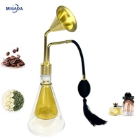 Botol Parfum Tester Aroma Terapi dengan Kepala Corong Kuningan Kaca Ganda, Pompa Panjang, dan Rumbai, untuk Menguji Aroma