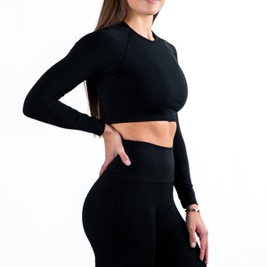 Ensemble de pantalons unisexes à manches longues pour le fitness, jacquard latéral lisse au toucher, sans couture - Product Image 2