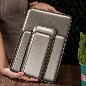 Modern 304 Retro Stainless Steel Plate <strong>Square</strong> Old Style <strong>Tray</strong> for Steak Dinner and <strong>Dessert</strong> for Home Kitchenware Camping - Product Image 3