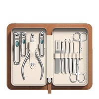 Maniküre-Pediküre-Set Nagelknipser-Kit Eingewachsene Zehennagelschere Nagelhautschieber Nagelfeile Hornhautentferner Lederetui für Geschenk und Reise