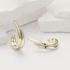 Trendy Huggie <b>Earrings</b> <b>Gold</b> Plated Alloy Unisex Studs Silver And <b>Gold</b> Color Fashion Jewelry For Women And <b>Men</b> - Product Image 2