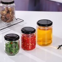 Pot en verre hermétique rond vide de 25 ml à 1000 ml pour cornichons, confiture, aliments, avec couvercle métallique
