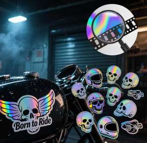 कस्टम लोगो होलोग्राफिक स्टिकर वाटरप्रूफ और टिकाऊ चिपकने वाले स्टिकर अनुकूलित मोटरसाइकिल हेलमेट सजावटी स्टिकर - Product Image 6