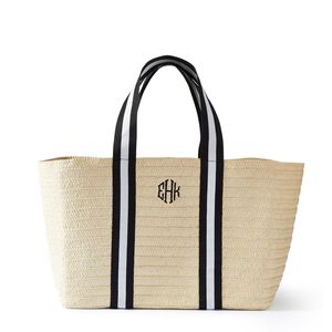 Übergroße bestickte Monogrammed Ribbon Straw <span class=keywords><strong>Beach</strong></span> Einkaufstasche für Strand tage und Urlaub - Product Image 3