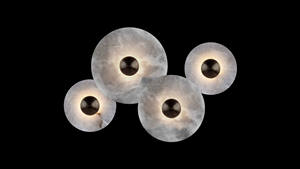 APPAREIL Cercle Naturel Marbre Abat-Jour Minimaliste Intérieur Art Déco Laiton Espagnol Albâtre Pierre Plafonnier 3 Ampoule 4 Ampoule Médiane - Product Image 2