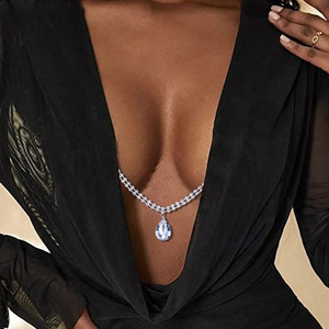 Manna Hot No Piercing Mamelon Cristal Chaîne Du Sein Goutte Strass Corps Chaîne Sexy Pour Les Femmes - Product Image 1