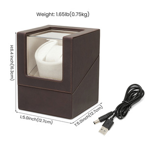 Dujiang Watch Winder Box Leather 12.7x12.7x16.3cm Automatic Rotating Mechanical Watch Storage <b>Display</b> <b>Case</b> - Product Image 4