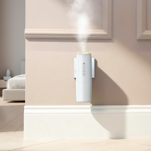 Plug in Wall Mounted Waterless Essential Oil Aroma Diffuser Eco-Friendly Household Scent Diffuser with LED Light App-Controlled