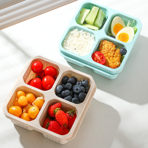 Fiambrera portátil de 3 o 4 compartimentos para viajes, trabajo, aperitivos, frutos secos, fruta, Bento, contenedor de aperitivos con tapa, contenedor aleccionable reutilizable - Product Image 2