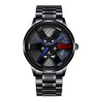 Montre-bracelet pour homme 6043 3D Sport Car Wheel, nouvelle montre à quartz tendance, montre de luxe unique.