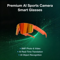Lunettes de sport intelligentes IA haut de gamme avec traduction IA en temps réel, caméra d'action HD 8MP vue à la première personne, anti-tremblement EIS, Wi-Fi rapide 290 mAh