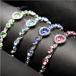 New Yiwu Jewelry Fashion Lady Diamond Bracelet Couple Bracelet Ocean Heart Crystal Bracelet