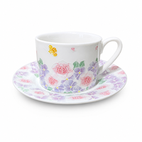 Ensemble tasse à café et soucoupe en céramique avec motif floral en relief, 260 ml, tasse à thé de l'après-midi avec soucoupe pour la maison, cadeau