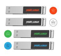 Porte-clés en alliage de zinc, clé USB personnalisée avec logo LED, capacité réelle de qualité A, prend en charge la préchargement des données, cadeau d'affaires