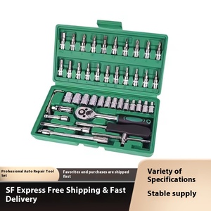 Jeu de clés mixtes portables en acier au carbone, 46 pièces, populaire, pour réparation automobile, outils à main OEM, douilles à tête carrée, entraînement 1/2 pouce, garantie 1 an - Product Image 4