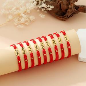 Pulsera de Acero Inoxidable con Número de Ángel 999, Hecha a Mano, con Cuerda Trenzada Roja y Negra, Joyería Fina de Protección para Mejor Amigo - Product Image 1