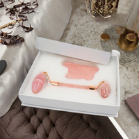 Rouleau de massage en jade, planche Gua Sha, soin des yeux, coffret cadeau avec logo personnalisé et technologie de meulage et de polissage