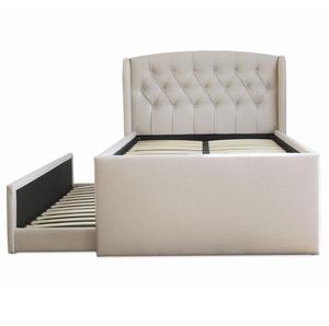 <span class=keywords><strong>Cama</strong></span> con Cabecera Acolchada de Tela de Lino de <span class=keywords><strong>Buena</strong></span> <span class=keywords><strong>Calidad</strong></span> con Camas <span class=keywords><strong>Nido</strong></span> Plegables Tamaño Individual para Niños - Product Image 3