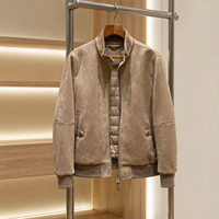 Veste en daim de qualité supérieure, style tendance, logo personnalisé LEDUO, manches longues, streetwear, col rabattu, manteau en nubuck pour homme