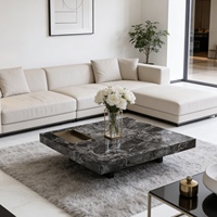 Ensemble de tables basses rectangulaires en acier avec plateau en ardoise, design italien, luxe moderne, pour villa, salon, maison, hôtel