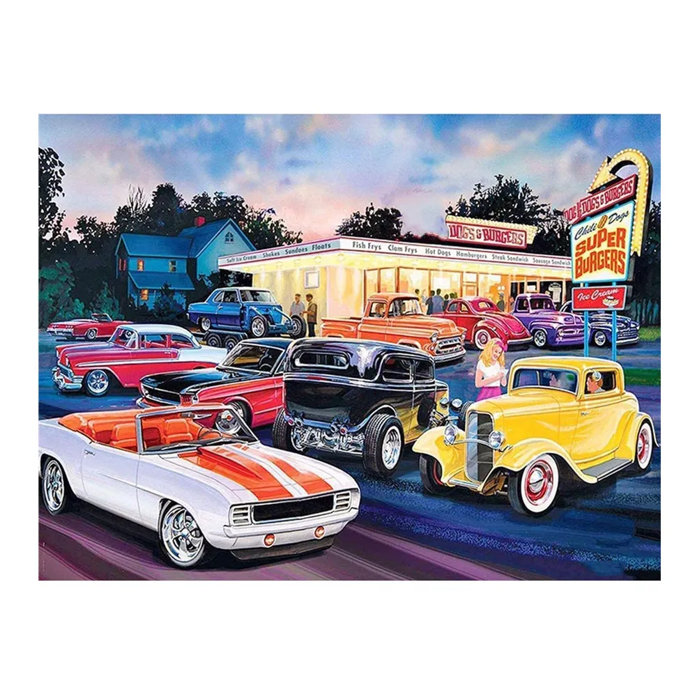 Fabriek Groothandel Cartoon Foto Auto 'S En Burger Winkel Diamond Painting Handgemaakte Diamanten Kruissteek Canvas Muur Decor Schilderij