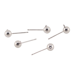 Metal Beaded Stud <b>Earring</b> Pins Round Shape For <b>Earring</b> Making Jewelry Findings Components Plated Finish - Product Image 2