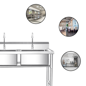 Penjualan Langsung Pabrik Shandong 201 304 Stainless Steel Wastafel Ganda Dapur Komersial Tugas Berat Lapisan Pembersih Otomatis Anti Korosi - Product Image 3