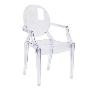 Großhandel Luxus Event Vermietung Bankett Party Hochzeit Transparente klare Acryl Ghost Stühle mit Armlehne