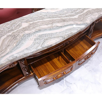 Lit classique antique de luxe en bois massif avec revêtement en cuir véritable pour chambre à coucher, style européen, fabriqué à Foshan