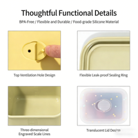 Boîte à bento carrée en silicone de 120 ml, sans BPA, écologique, durable, à un seul niveau, étanche, avec compartiments