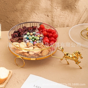 ถาดผลไม้ทรงกลมชุบทอง ขนาด 1-3 ลิตร แบบตั้งได้ กล่องเก็บของตกแต่ง - Product Image 2