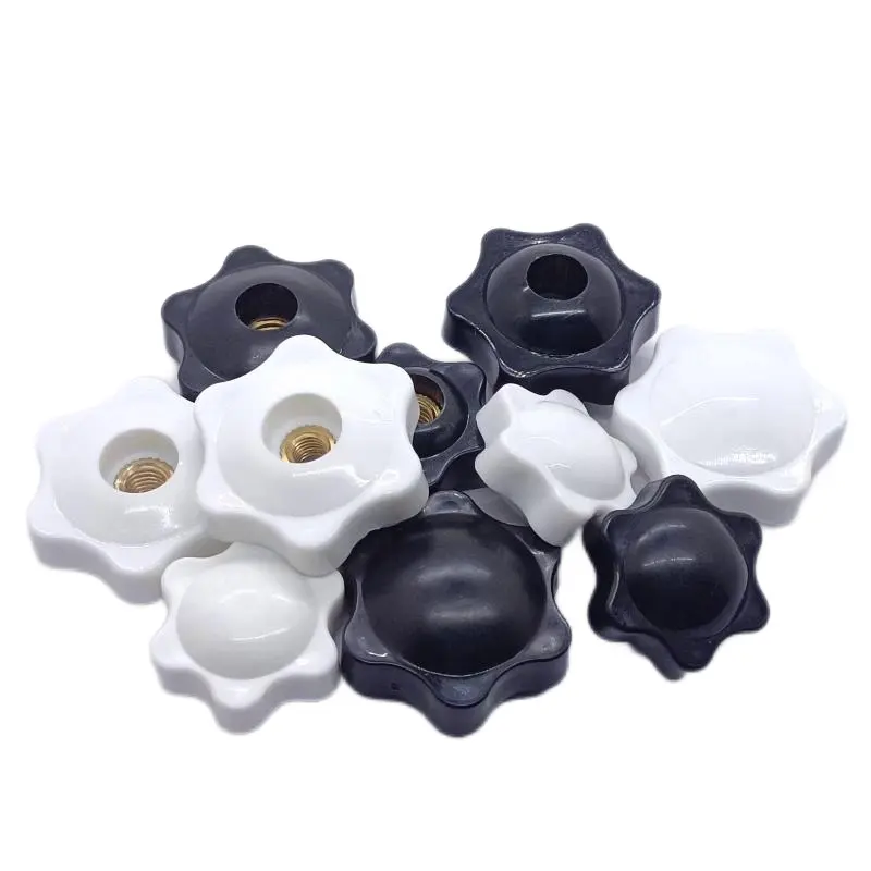 Tête en plastique personnalisée Oem, 1/4 "5/16" 3/8 vis à oreilles en plastique bouton étoile fileté mâle en plastique bouton de serrage de la machine écrous en étoile/