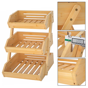 Support à fruits en bambou pour comptoir de cuisine, idéal pour le pain, les légumes, les produits frais, le <span class=keywords><strong>rangement</strong></span> et la présentation à domicile - Product Image 4