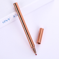 Stylo Gel de Luxe en Cuivre et Laiton de Haute Qualité 0,5 mm Bleu avec Logo Personnalisé Or Rose Métal Chromé Brillant Finition Miroir Promotionnel