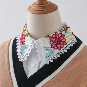 Venta caliente Chic Bordado Floral <span class=keywords><strong>Camisa</strong></span> <span class=keywords><strong>Blanca</strong></span> <span class=keywords><strong>Cuello</strong></span> Diseños - Product Image 3