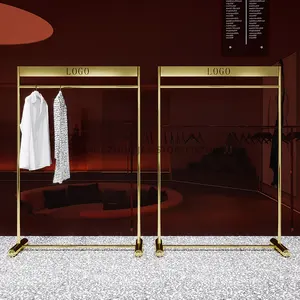 Modern Standing Coat Rack Display Gold Design Stainless Steel Clothes Display Rack For Showroom With Custom Design