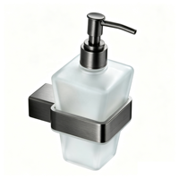 Distributeur de savon mural en acier inoxydable 304 brossé couleur bronze avec bouteille en verre dépoli pour salle de bain
