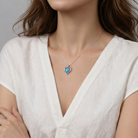 Collier pendentif en argent sterling 925 Moyu Jewelry, pendentif cœur turquoise bleu, cadeaux d'anniversaire pour femmes