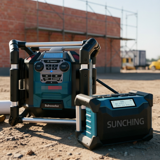 Portable Jobsite Radio with Digital Audio Broadcasting FM Rugged Industrial Hardware Equipment for Outdoor Construction Working