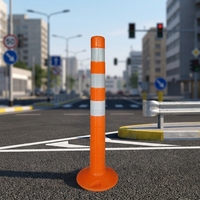 Poteau de signalisation routière haute visibilité en PE rouge, diamètre 100 mm, hauteur 1100 mm, pour allée de chariots élévateurs en entrepôt