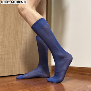 Gentmuben <span class=keywords><strong>Bas</strong></span> de robe d'affaires à rayures fines pour hommes, <span class=keywords><strong>bas</strong></span> de costume japonais <span class=keywords><strong>bleu</strong></span> <span class=keywords><strong>marine</strong></span> à tube mi-long - Product Image 1