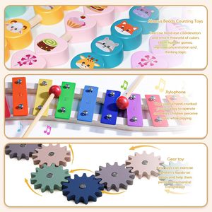 Box per Bambini Musicale con Tamburo e Pianoforte, Recinto in Legno da 145 cm, <span class=keywords><strong>Centro</strong></span> Attività Interattivo per Neonati - Product Image 5