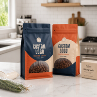 Sachet de café à huit soudures latérales en aluminium à fond plat avec valve unidirectionnelle et fermeture éclair refermable, imprimé sur mesure – Bolsa Para Café