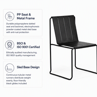 Chaise de patio en polypropylène résistant aux intempéries, cadre en acier thermolaqué par électrophorèse résistant aux UV, chaise de café extérieure commerciale