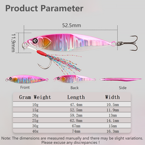 10g 15g 20g 25g 30g 40g Vente chaude Prix bas Jigging métallique en plomb pour la pêche en mer avec hameçons assistés - Product Image 3